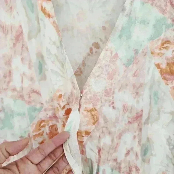 Anthropologie Fate Tie-Dye Kimono Sleeve Wrap Romper M Pastel Multicolor - Picture 7 of 8